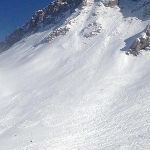 A loose snow avalanche captured in Courchevel, France, January 2015